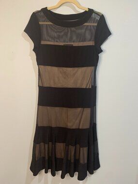 R&M Richards Black Sheer Mesh Panel Dress Fit & Flare Size 8